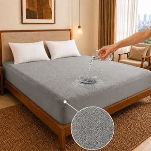 Dream Care King Size Fitted Terry Cotton Breathable, Waterproof Mattress Cover(75 inch x 72 inch, Grey)