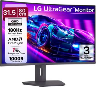 LG UltraGear series 80.0 cm (32 inch) Curved Quad HD LED Backlit VA Panel with 3-Side Virtually Borderless, Anti-Glare, AMD FreeSync, DP, HDMI x 2, Tilt/Height/Swivel Adjustable Gaming Monitor (32G600A-BN.CTRDMJ)(Response Time: 1 ms, 180…