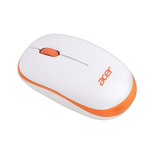 Acer Flow Ambidextrous Optical Mouse with 1600 DPI, Silent Switches, Smart Auto-Sleep Mode, Long Battery Life(2.4GHz Wireless, White, Orange)