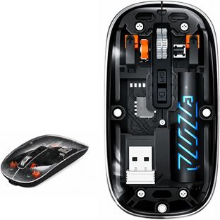 Tart Transparent Slim Wireless Mouse with Rechargeable Battery Support Ambidextrous Touch Gaming Mouse With Bluetooth(2.4GHz Wireless, Black)