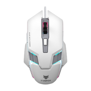 EVOFOX Spectre Wired Ambidextrous Optical Gaming Mouse with Upto 3600 DPI, 6 Buttons with DPI Switch, 7 Breathing Rainbow LED Lights, 5 Million Click Switches, 1.5m Braided Cable(USB 2.0, White)