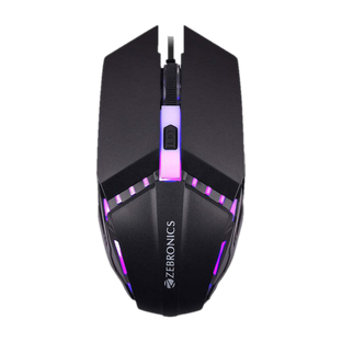 ZEBRONICS Phero Wired Ambidextrous Optical Gaming Mouse with Upto 1600 DPI, 4 Buttons with DPI Switch, Rainbow LED Lights, 3 Million Click Durability, 1.3m Cable(USB 2.0, RAINBOW LED)