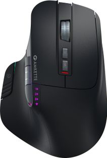 AMKETTE XS Series Flow Ergonomic Optical Mouse with 3200 DPI, Side Scroll Wheel, 8 Buttons, Multi-Device Pairing, Type-C Rechargeable, RGB Lighting(2.4GHz Wireless, Bluetooth, Black)
