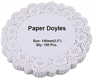 Doilykorea- 250 pcs Premium 4.5 inch pure Round Lace paper doilies- Non-Dust Simple design: Party/Gift/for Cake Crafts/Home Decoration Weddings Table settings Placemats 4.5, pure White Clean Cut 