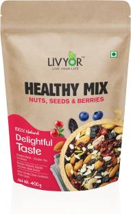 LIVYOR Healthy Mix Nuts, Seeds and Berries Combo Pack | Super Nutritious Food | Dry Fruits Trail Mix with Seeds, Berries