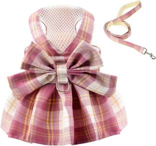 PETANGEL Dog Dress Bow Tie Harness Leash Set Harness Dress for Small Dogs Dog & Cat Harness & Leash