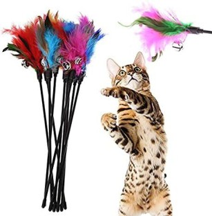 Mice Toy Ball Toy Pet Tease Rod Tease Wand Toy Cat Feather Toy with Bell Interactive Toy for Cat Kitten Fun 