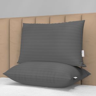 MY ARMOR Microfibre Sleeping Pillow Pack of 2 Stripes pillows set(Grey)
