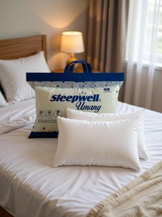 Sleepwell Microfibre Sleeping Pillow Pack of 2 Solid Umang Pillow Set || Comfort And Support Pillow(White)