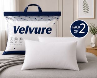 velvure Microfibre Sleeping Pillow Pack of 2 Solid(White)