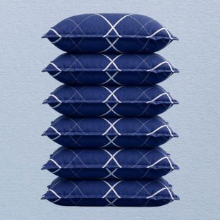 Suhalyo Cotton Sleeping Pillow Pack of 6 Printed Soft Comfort Series(Blue)