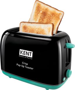 KENT Ultra Crisp Pop Up Toaster 650 Watts | 2 Slice Automatic Pop Up Electric Toaster 650 W Pop Up Toaster(Black)