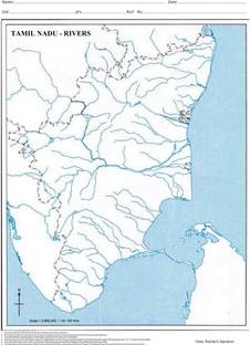 Tamil Nadu Rivers Outline Maps (100 Nos) | A4 Size - Multipurpose map