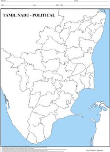 Tamil Nadu Political Outline Maps (100 Nos) | A4 Size - Multipurpose