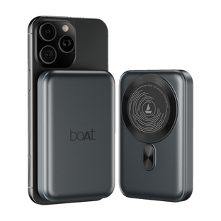 boAt 10000 mAh 22.5 W Wired & Wireless With MagSafe Compact Pocket Size Power Bank(Ash Black, Lithium Polymer, Fast Charging, Quick Charge 3.0, Power Delivery 3.0 for Mobile)