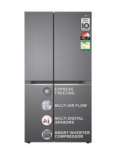LG 655 L Frost Free Side by Side 3 Star Refrigerator with Smart Inverter Compressor, Express Freeze, Easy Ice Maker & Multi Air Flow(Dazzle Steel, GL-B257HDSY)