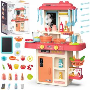 himanshu tex himanshu tex 42 pcs Kitchen Set for Kids Girl 42-Piece , Smoky, Music,Real Water Tap