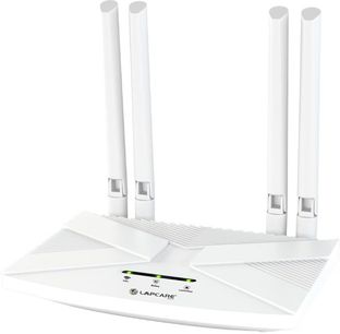 LAPCARE 4G WiFi Router Wi-Fi 6 Technology,5G/4G SIM Support,4 External Antennas,Lan Port 4G Router 2.4 GHz 300 Mbps Wifi Speed Single Band External Antenna MiFi (Sim Based)(White)
