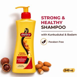 Meera Strong & Healthy Shampoo | Kunkudukai & Badam(340 ml)