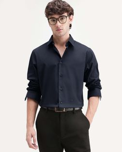 RARE RABBIT Men Solid Casual Dark Blue Shirt