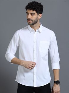 Roadster Men Solid Casual White Shirt