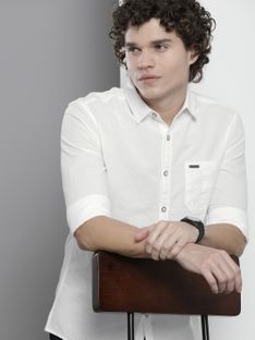 The Indian Garage Co. Men Solid Casual White Shirt