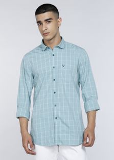 Allen Solly Men Checkered Casual Blue Shirt