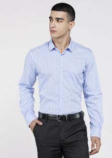 PETER ENGLAND Men Striped Formal Light Blue Shirt