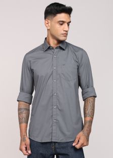 PETER ENGLAND Men Solid Casual Grey Shirt