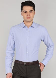 PARK AVENUE Men Self Design Formal Blue Shirt