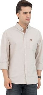 RED TAPE Men Solid Casual Beige Shirt
