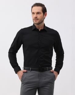 Blackberrys Men Self Design Formal Black Shirt