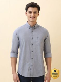 Allen Solly Men Solid Casual Grey Shirt