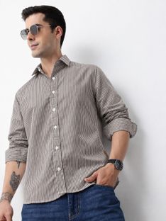 Roadster Men Checkered Casual Brown Shirt