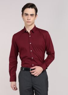 PETER ENGLAND Men Solid Formal Maroon Shirt