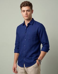 PETER ENGLAND Men Solid Formal Dark Blue Shirt