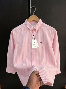vdlooks Men Striped Casual Pink Shirt