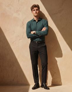 PETER ENGLAND Men Checkered Formal Green Shirt