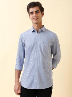 Allen Solly Men Striped Casual Light Blue, White Shirt
