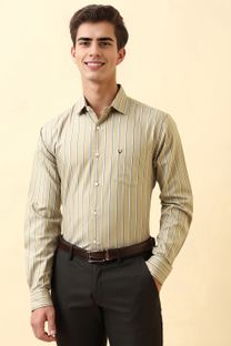 Allen Solly Men Striped Casual Brown Shirt