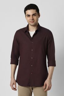 PETER ENGLAND Men Solid Casual Brown Shirt