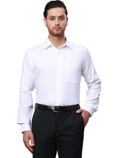 Raymond Men Self Design Formal White Shirt