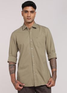 PETER ENGLAND Men Solid Casual Dark Green Shirt