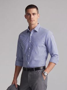 VAN HEUSEN Men Striped Formal Light Blue Shirt