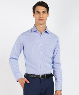 PARK AVENUE Men Striped Formal Blue Shirt