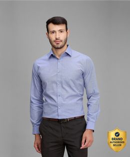 Raymond Men Solid Formal Blue Shirt