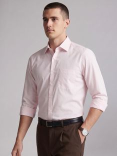 VAN HEUSEN Men Solid Formal Pink Shirt