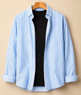 RODEIZ Men Striped Casual Light Blue, White Shirt