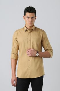 PETER ENGLAND Men Solid Casual Khaki Shirt