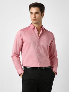PETER ENGLAND Men Solid Formal Pink Shirt